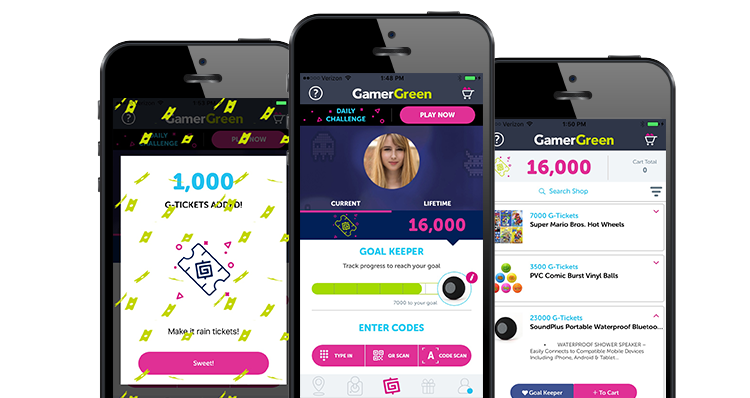 Gamer Green Mobile App Views